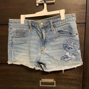 Jean Shorts with Floral stitching